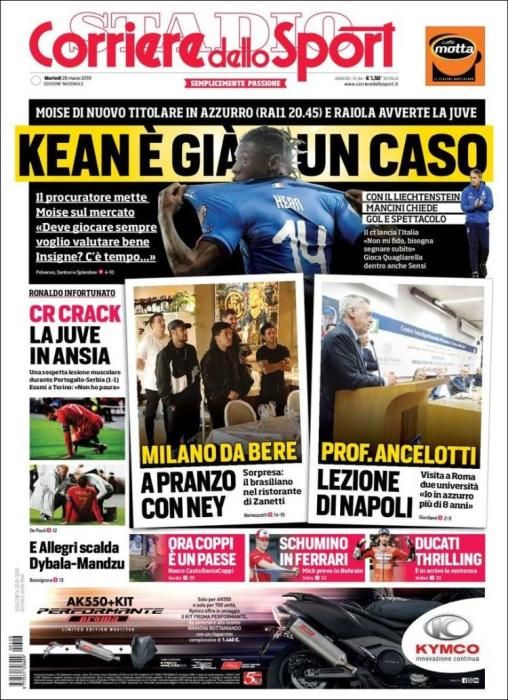 Portada CORRIERE DELLO SPORT martes 26 marzo 2019