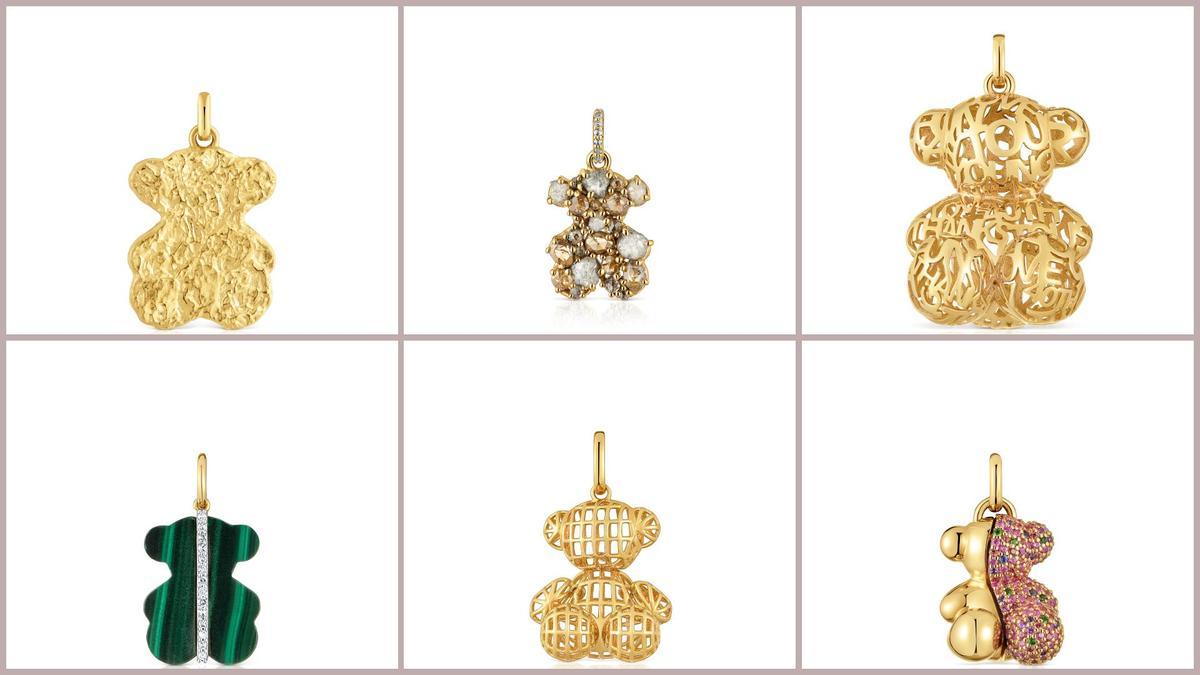 Seis colgantes de la nueva colección conmemorativa por el 40º aniversario del Oso de Tous.