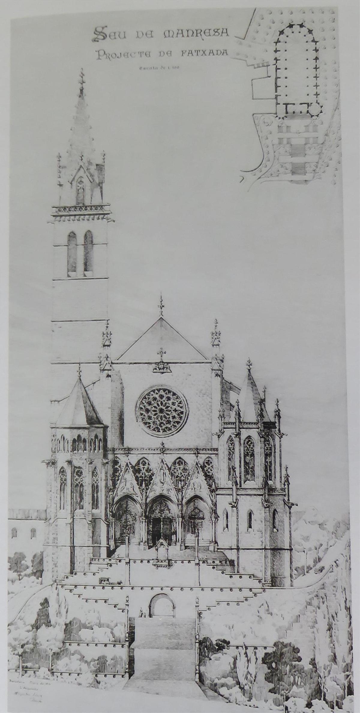 Projecte de la façana de la Seu amb les propostes de Gaudí