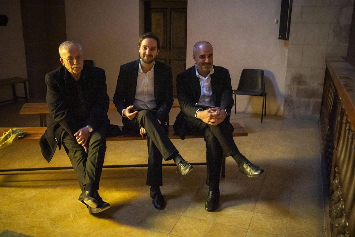 Els tres organistes, deixebles de Montserrat Torrent, dissabte a Berga