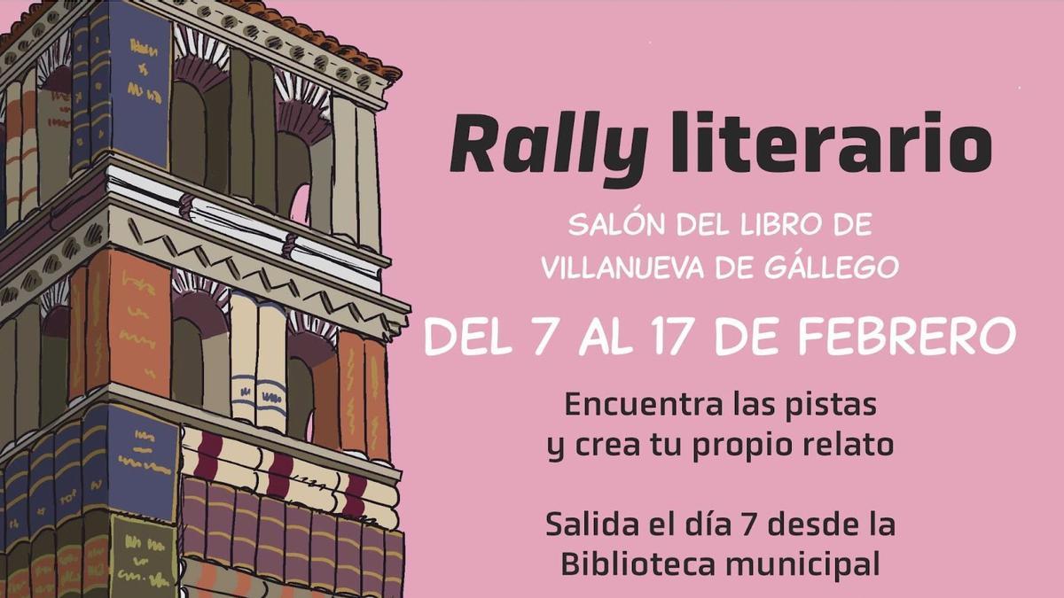 Cartel del rally literario, la novedad del Salón del libro de Villanueva de Gállego.