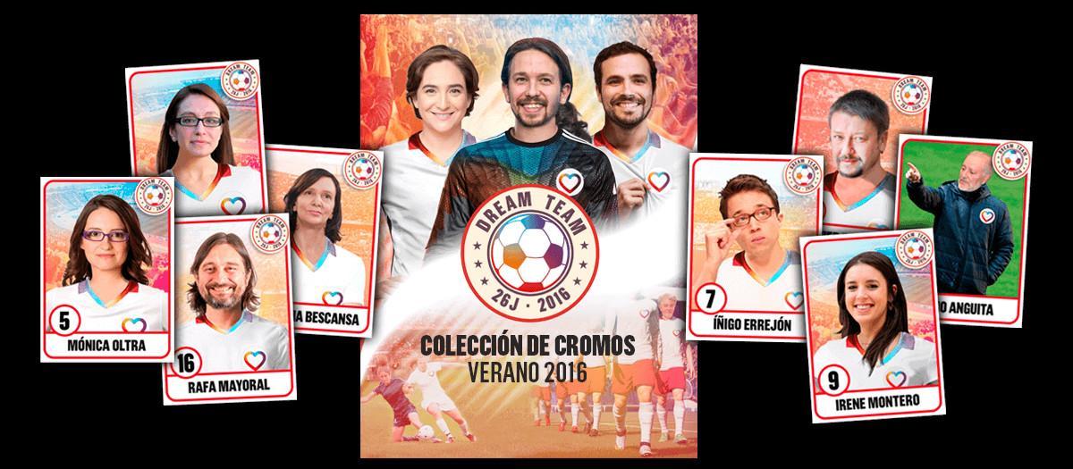 La 'selección' de Unidos Podemos ya tiene colección de cromos antes de la final del 26-J