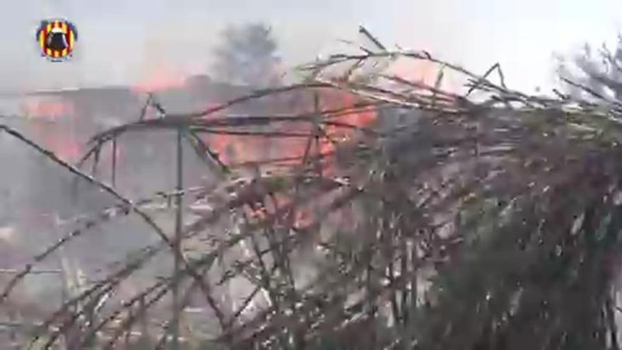 Los Bomberos de València trabajando en el incendio del Barranc de Carraixet