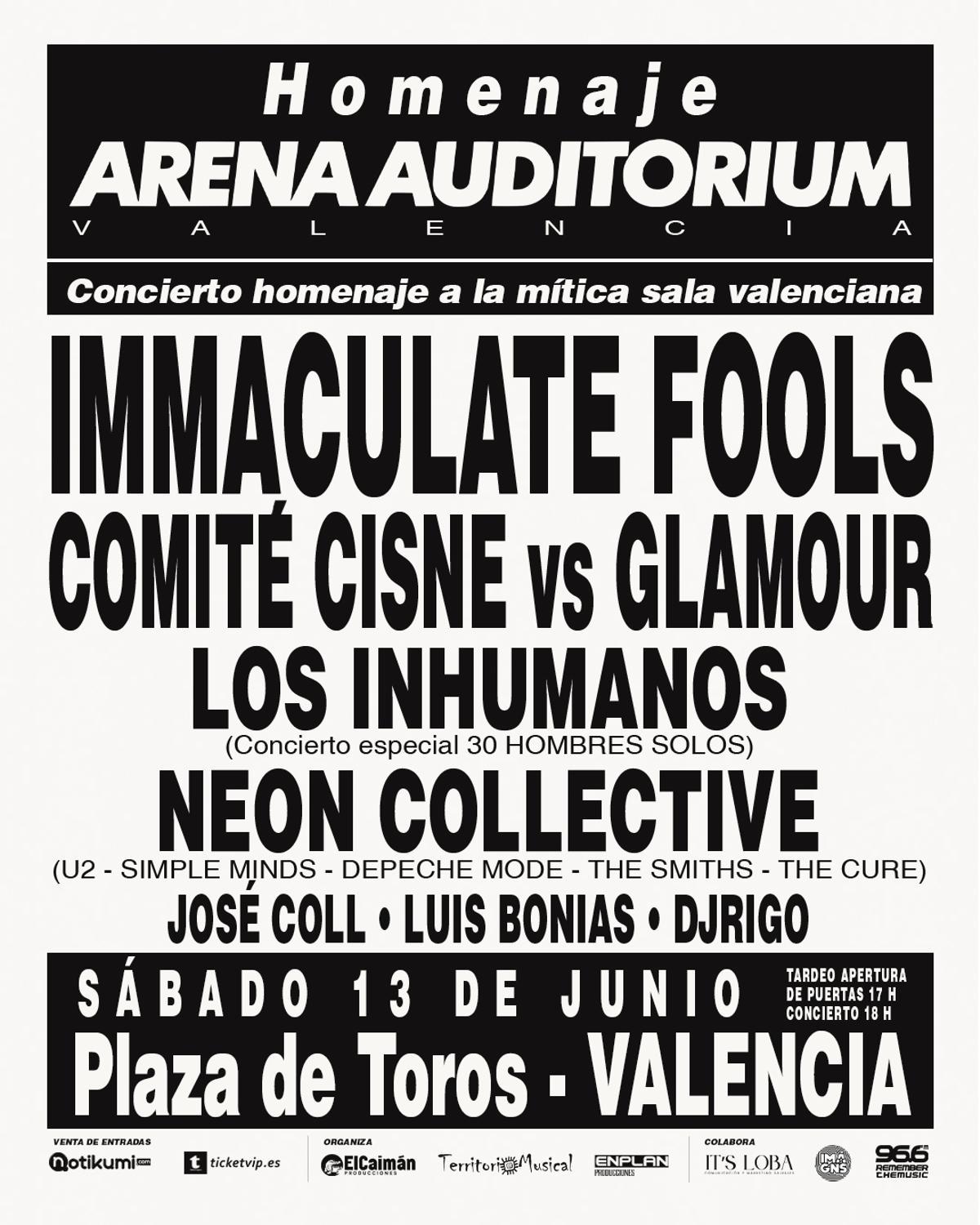 Cartel del festival remember para homenajear al Arena Auditorium en la Plaza de Toros de València en junio.