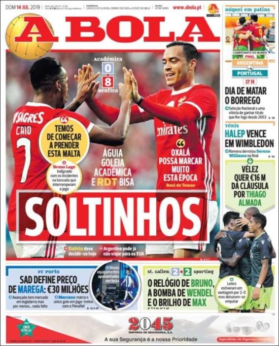 Portada A BOLA domingo 14 julio 2019