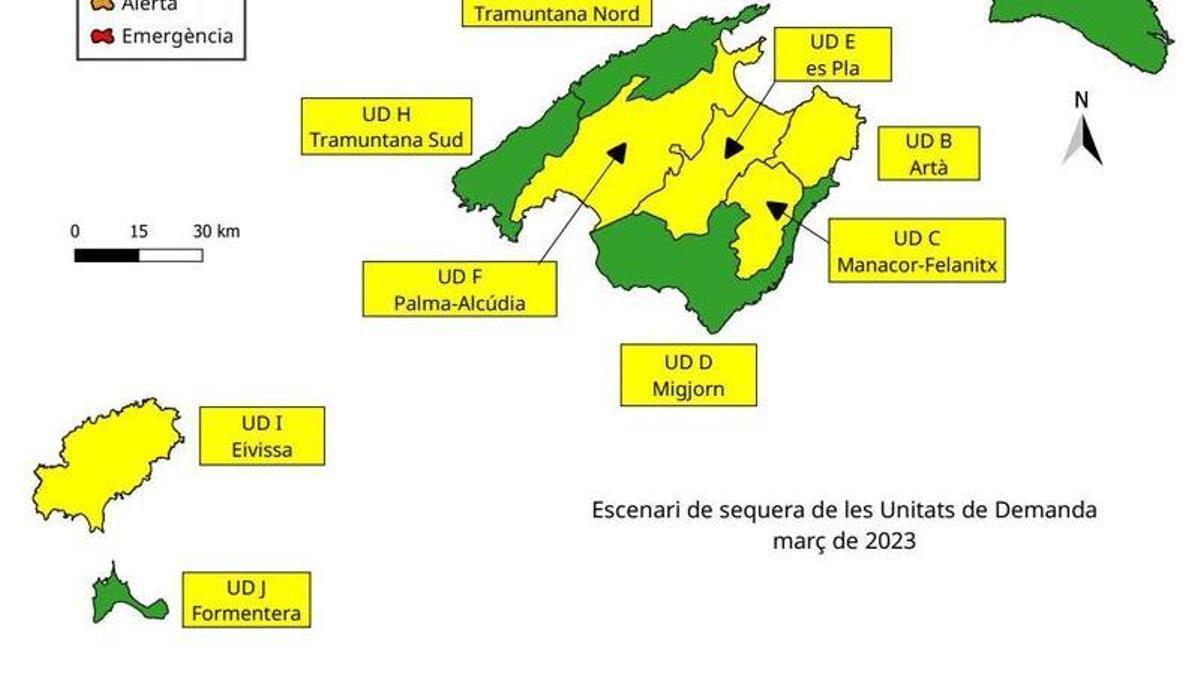 Mapa de las reservas hídricas.