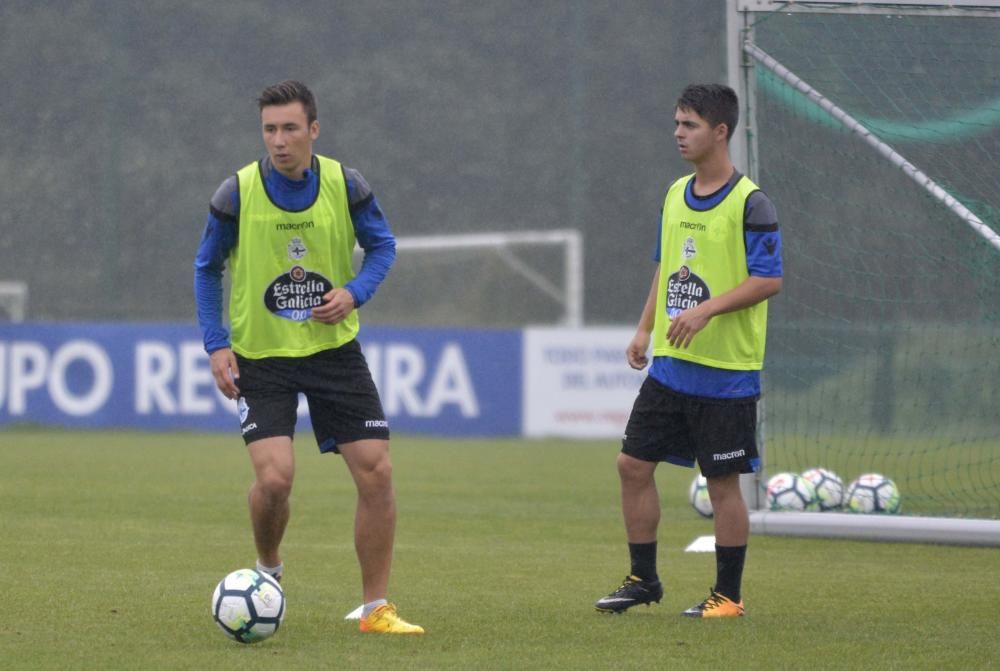 La plantilla se ejercita en las instalaciones de Abegondo con las ausencias de los internacionales Tyton, Borges, Andone, Valverde y Schär, concentrados con sus selecciones, y el lesionado Carlos Gil.