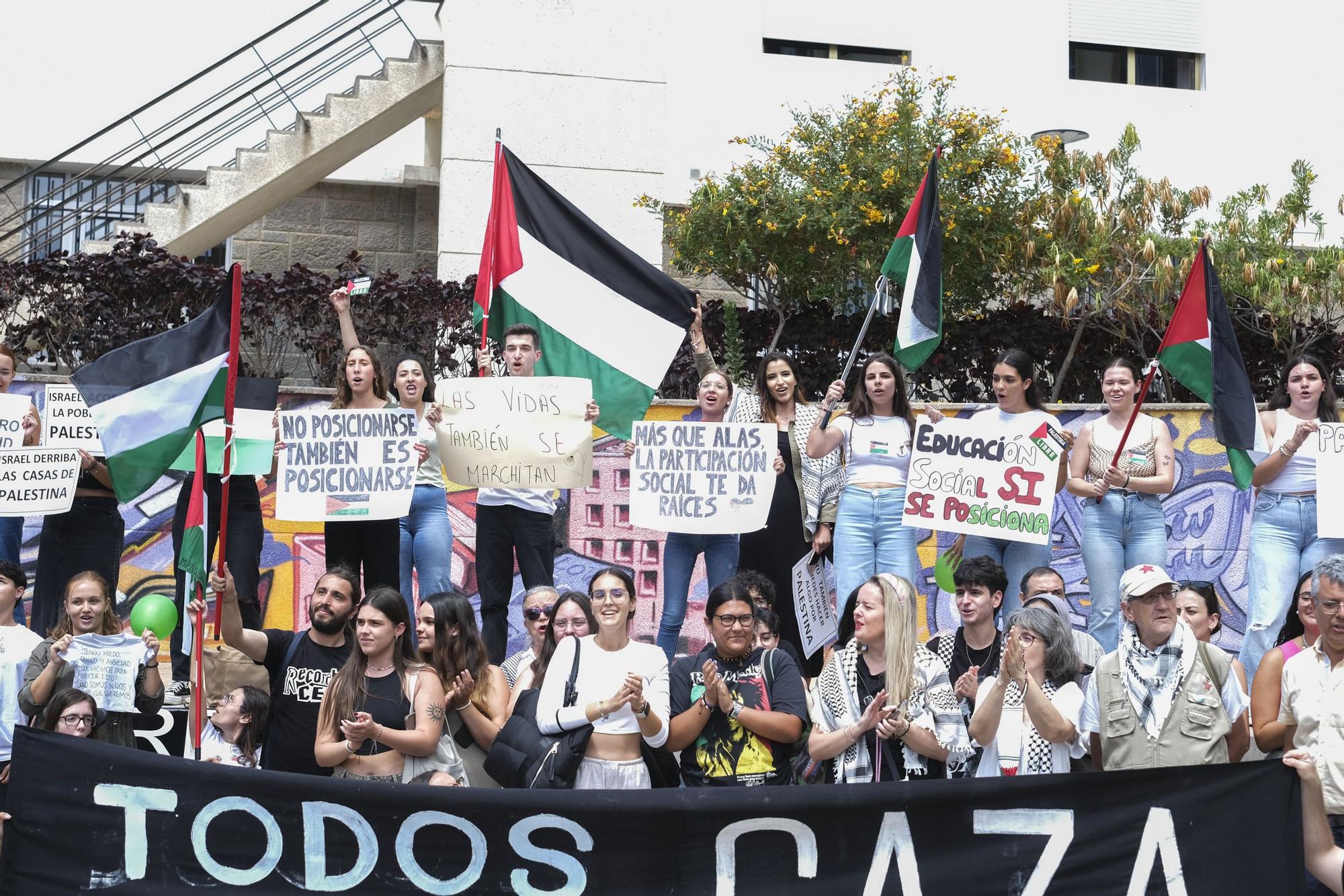 Protesta a favor de Palestina en la Facultad de Humanidades de la ULPGC