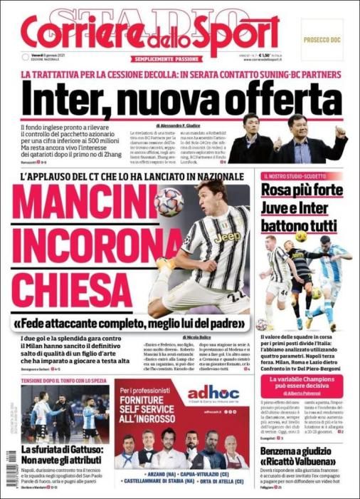 Portada CORRIERE DELLO SPORT viernes 8 enero 2021