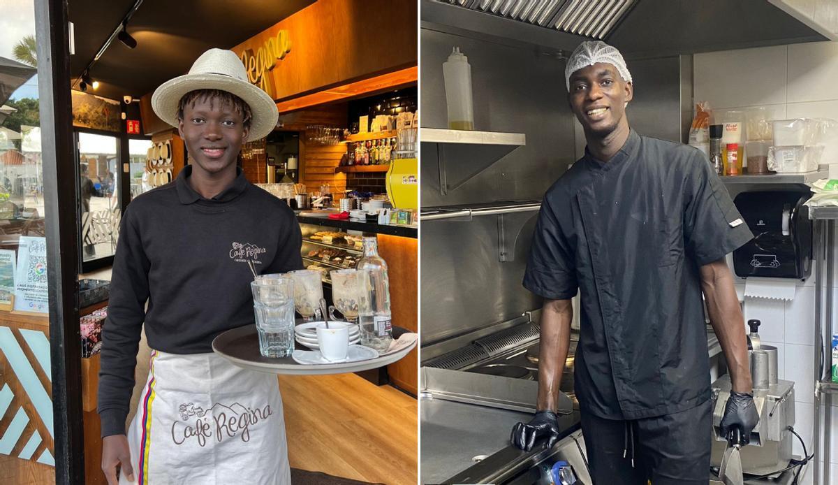 Mamadou Dambele y Cheikh en sus respectivos puestos de trabajo.