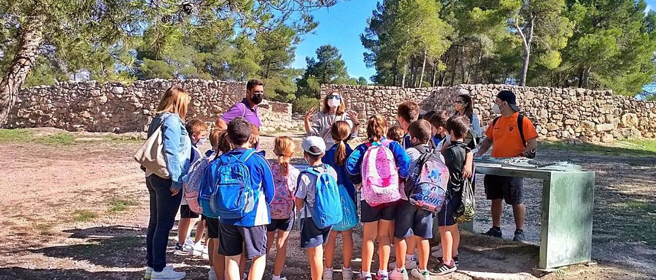 Un grupo de escolares en la visita a la Bastida de les Alcusses la semana pasada. | MUSEU DE PREHISTÒRIA DE VALÈNCIA