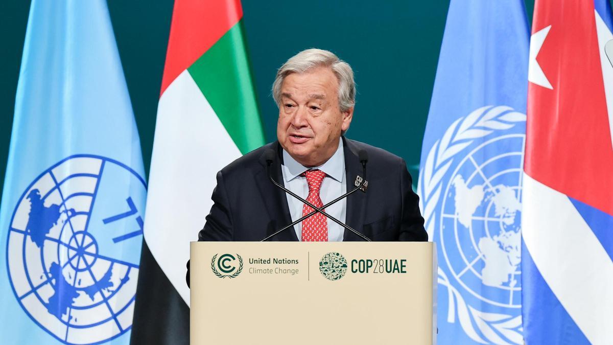 El secretario general de la ONU, António Guterres, durante su intervención en la COP28.