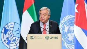 El secretario general de la ONU, António Guterres, durante su intervención en la COP28.