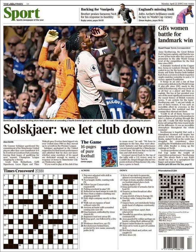 Portada de The Times Sport del 22 de abril