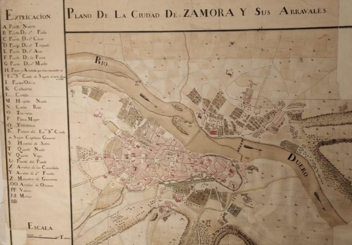 Plano antiguo de Zamora capital