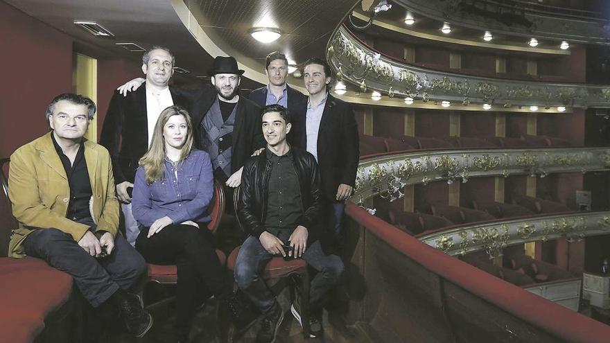 Comas, López, Salom, Martos, Bibiloni, Forteza y Moreno, ayer en el Teatre Principal.