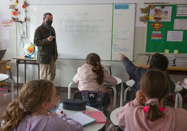 Varios alumnos, en un colegio de Barcelona