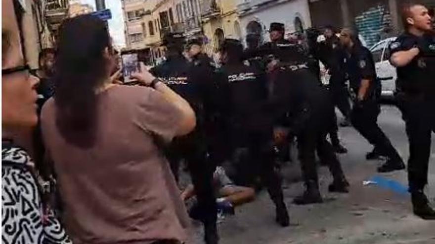 Violento altercado en la Plaza de las Columnas de Palma