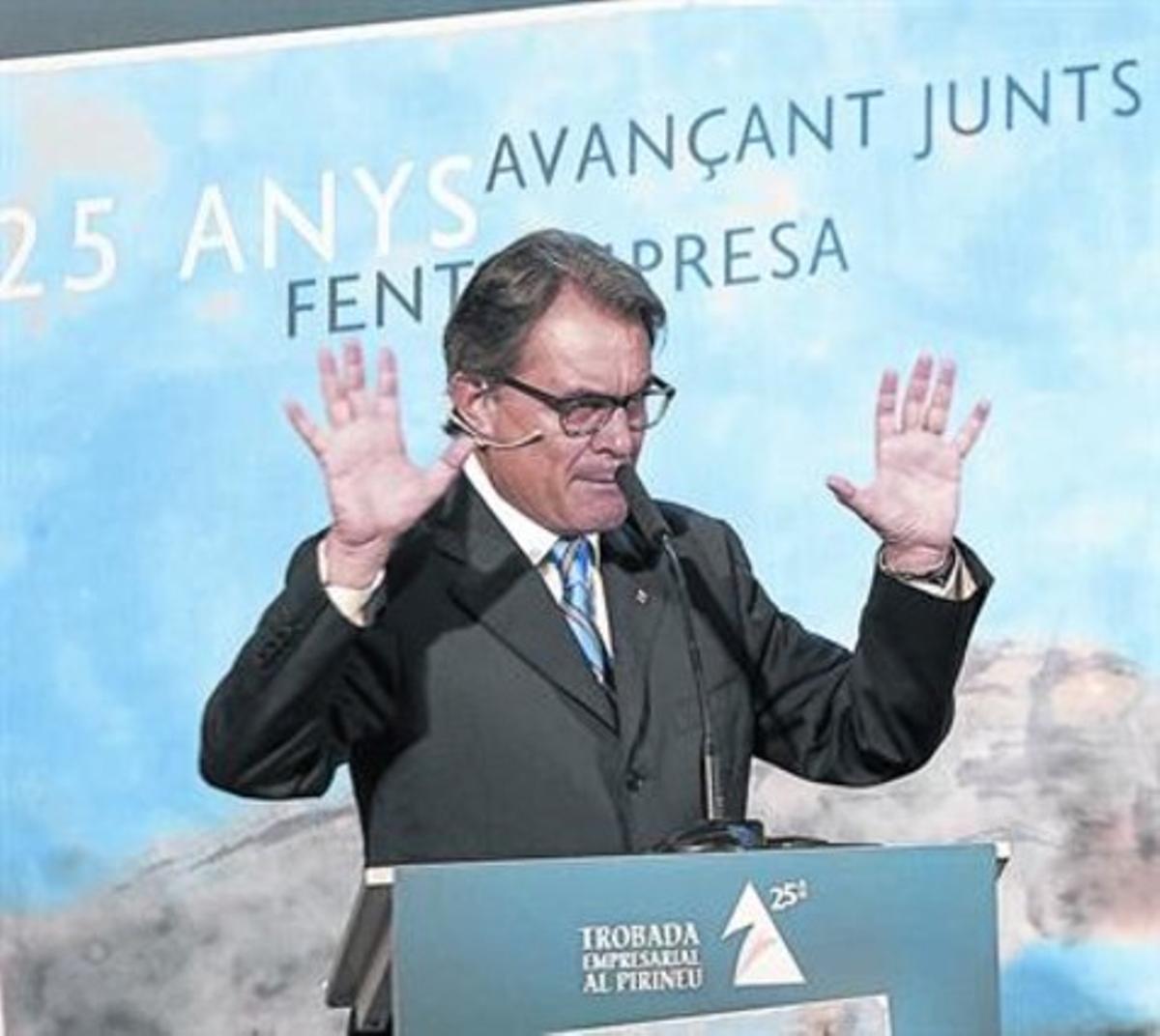 El president Artur Mas, durant la seva intervenció en una trobada empresarial a la Seu d’Urgell.