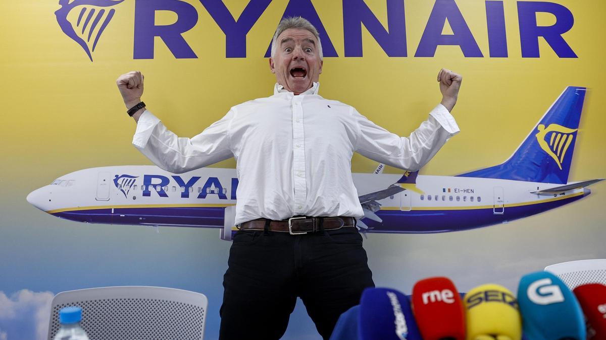 El CEO del Grupo Ryanair, Michael O'Leary, en una rueda de prensa en Madrid en octubre