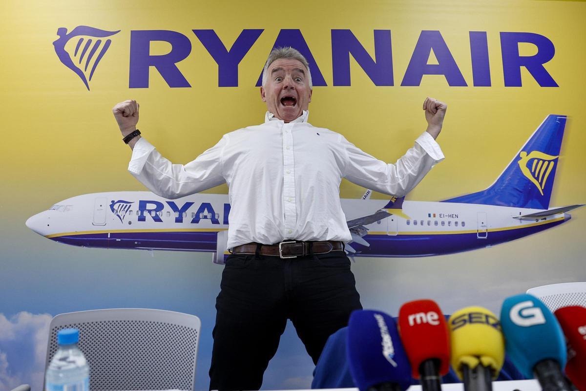 El CEO del Grupo Ryanair, Michael O'Leary, en una rueda de prensa en Madrid en octubre