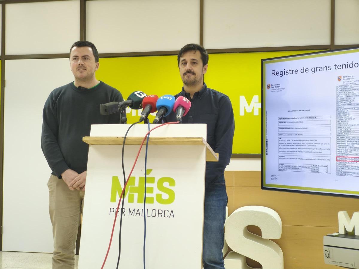 Biel Payeras y Ferran Rosa, de Més, han denunciado este jueves esta operación "especulativa".