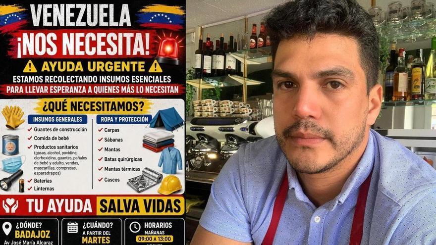 César La Torre, empresario venezolano en Badajoz, impulsa una recogida solidaria: "Cada vez que me preguntan por mi país, se me rompe el corazón"