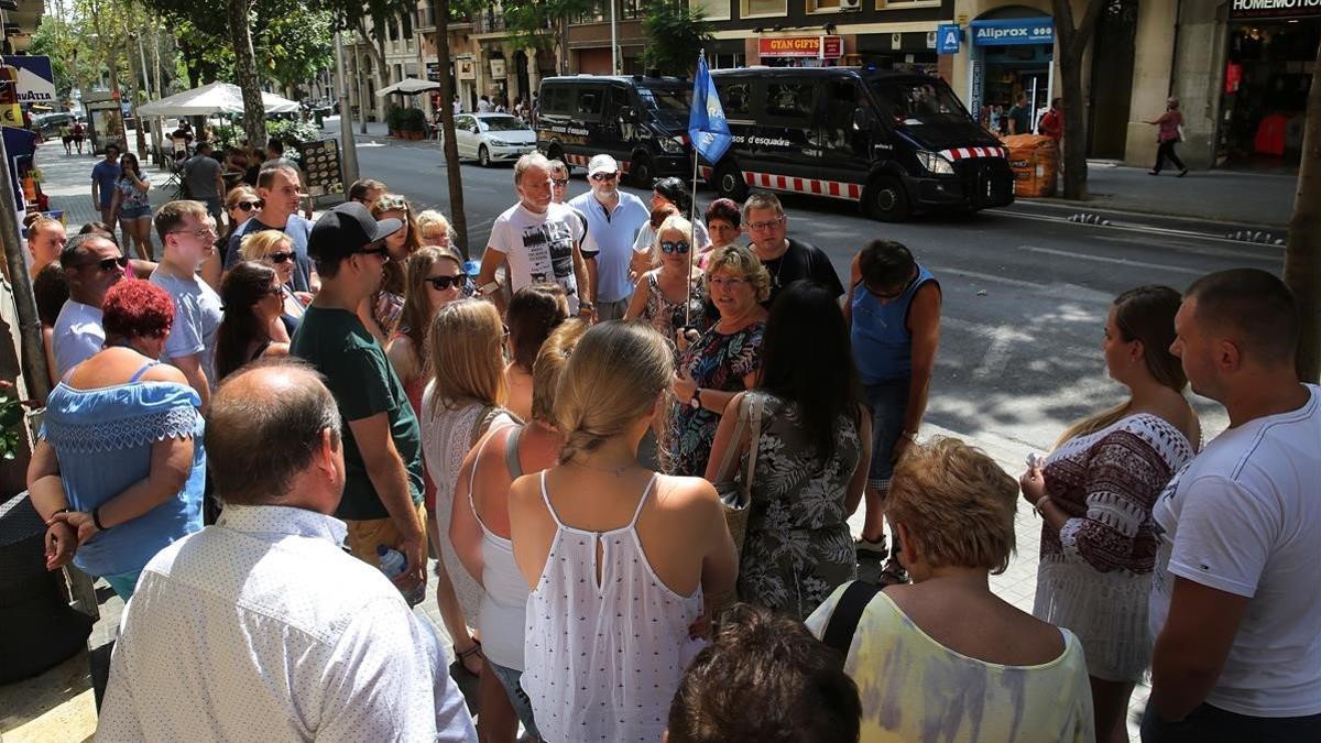 Turistas en Barcelona.