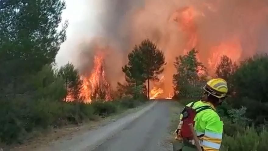 Vídeo: Impresionante avance de las llamas en el incendio forestal declarado en Caudiel