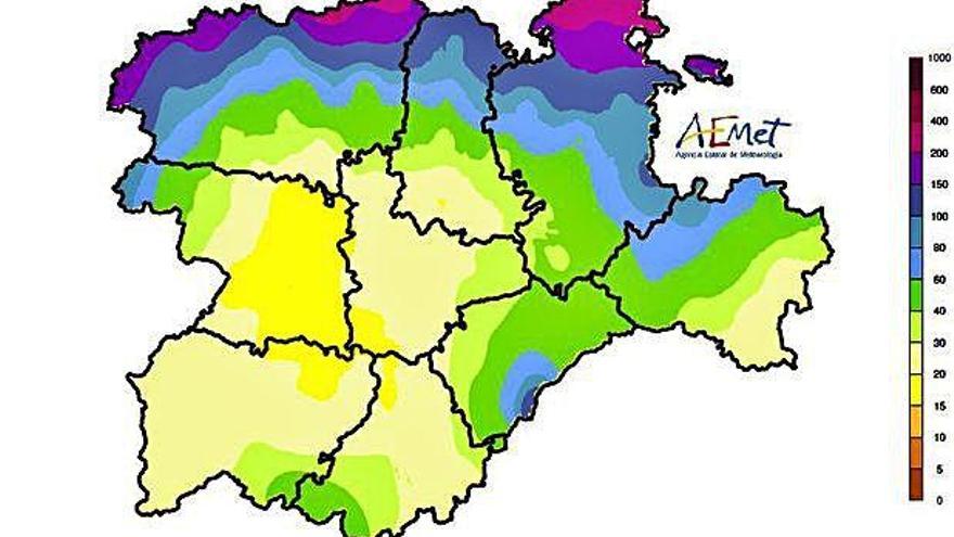 Las áreas más oscuras es donde más llovió en enero.