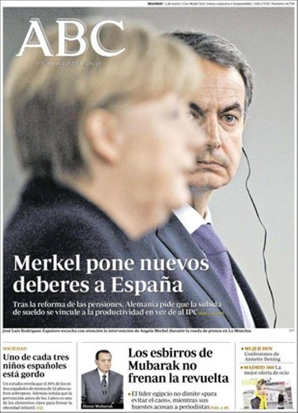 ’Abc’ destaca a dins que CiU pressiona amb la independència en vigílies de la reunió Zapatero-Mas; i que víctimes d’ETA tornen al carrer contra la ’treva trampa’.