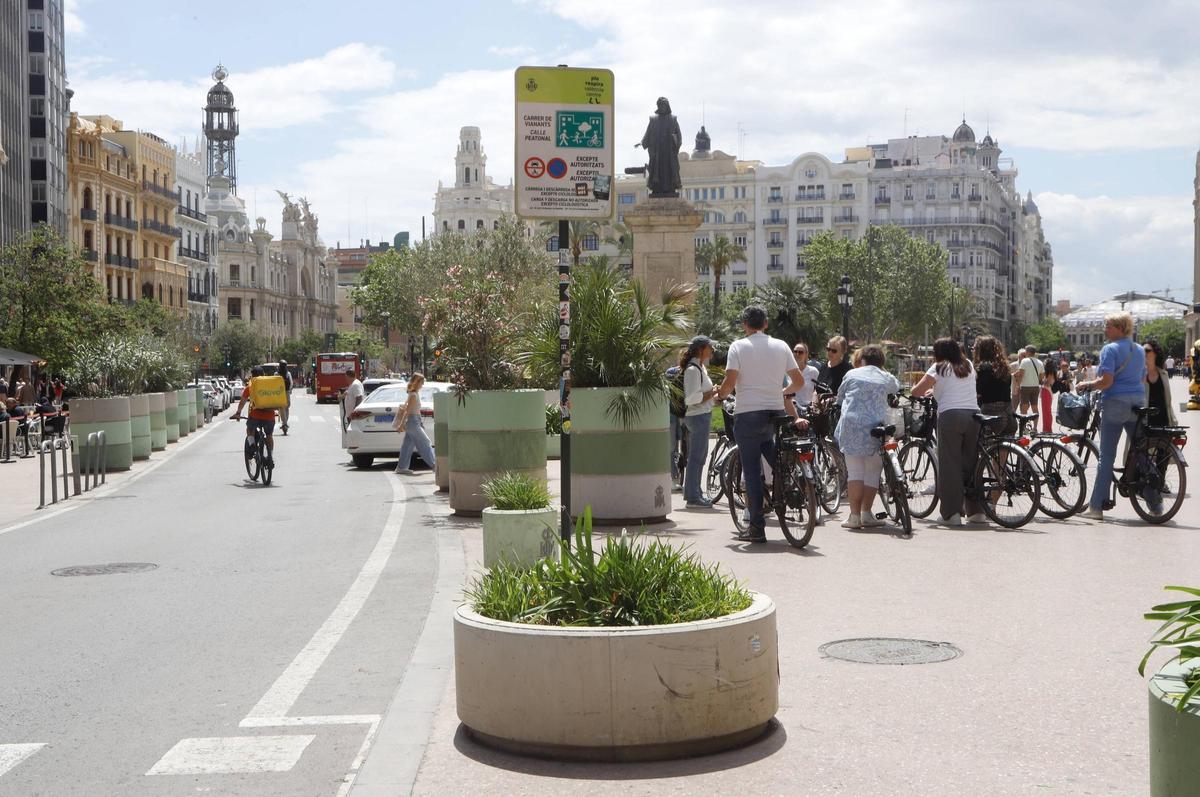 El trabajo cuestiona los maceteros de la Plaza del Ayuntamiento
