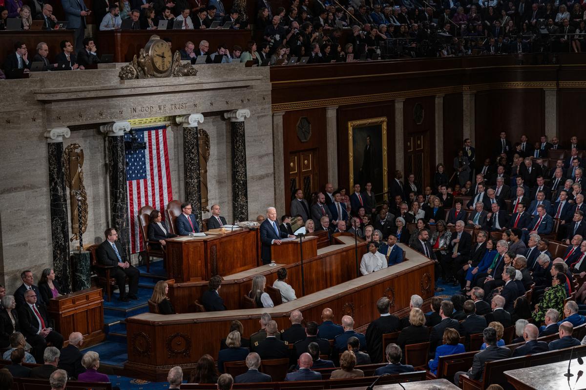 Archivo - El presidente de EEUU, Joe Biden, frente al Congreso de EEUU