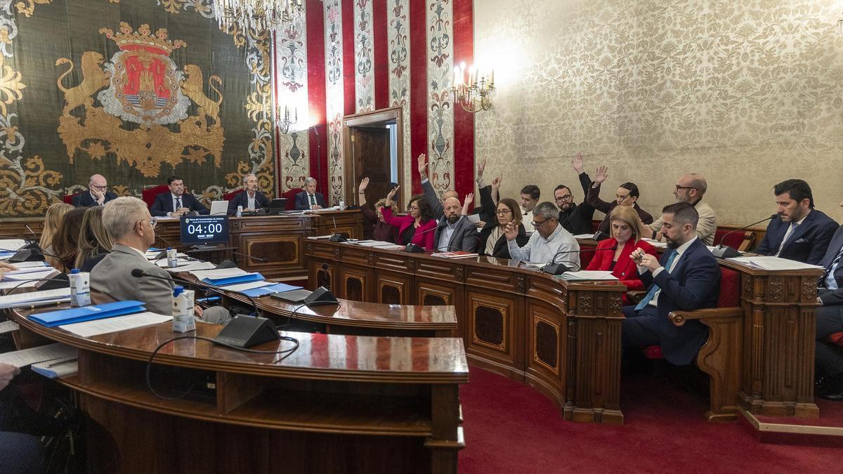 Una votación en el salón de plenos del Ayuntamiento de Alicante / Alex Domínguez