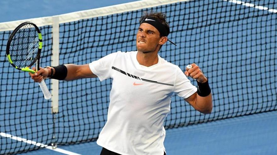 Rafa Nadal celebra el haber derrotado a Zverev.