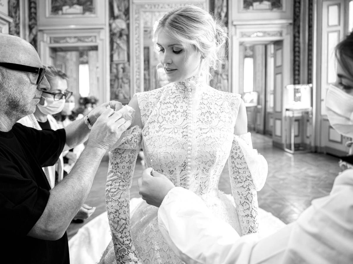 Detalles del vestido de Dolce&amp;Gabbana que Lady Kitty Spencer ha llevado en su boda