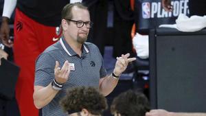 Nick Nurse, en el tercer partido de la serie de los Raptors contra los Nets.