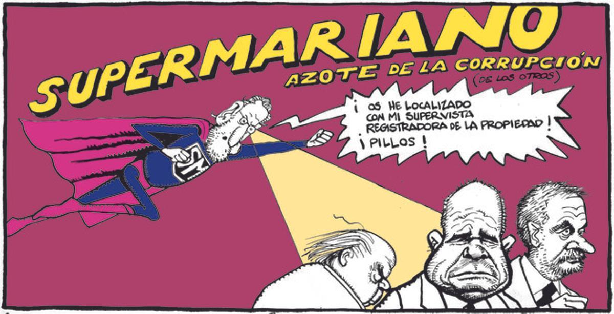 2 de diciembre del 2014. Ferreres muestra a Mariano Rajoy removiendo la paja en el ojo ajeno mientras descuida la viga del suyo propio.