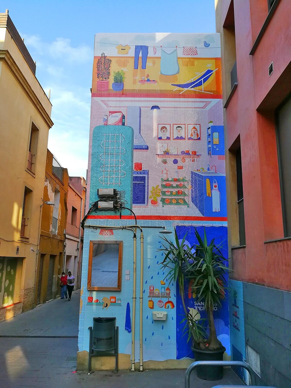 La casa del veí, mural en Sant Boi de Llobregat.