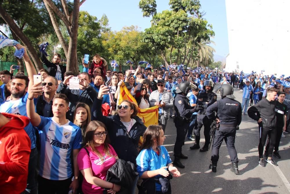 Recibimiento al Málaga CF antes del partido ante el Deportivo