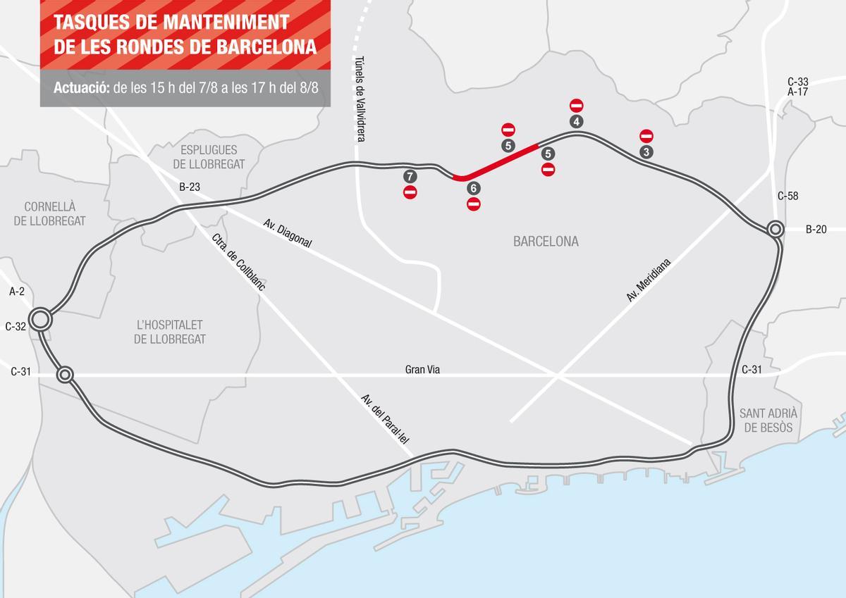 Mapa de obras en la Ronda de Dalt