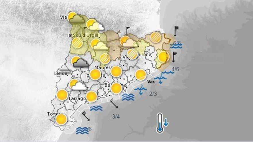 El mapa del Meteocat per aquest dissabte