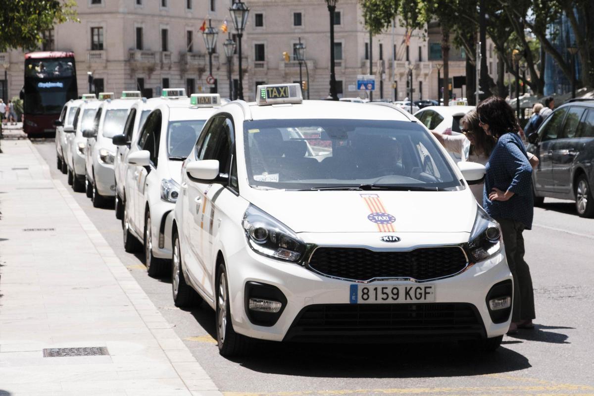 Taxis en una parada en Palma.