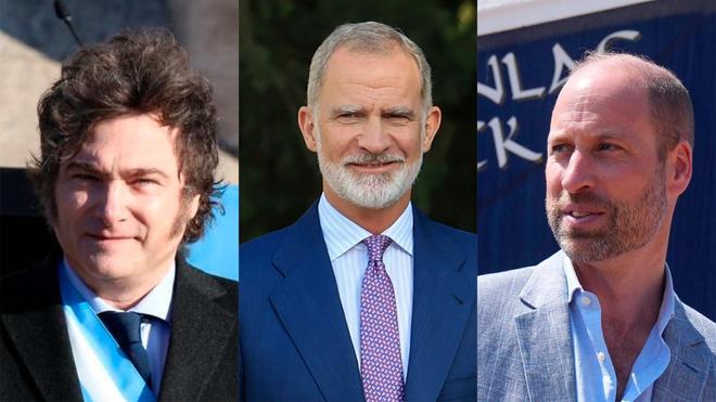 El Rey, a la espera de su acompañante en el palco: un político volcánico (Milei) o un príncipe forofo (Guillermo)