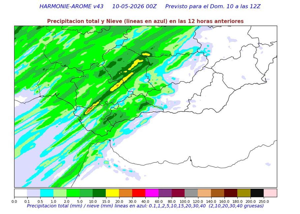 Lluvia prevista para hoy domingo en Andalucía.