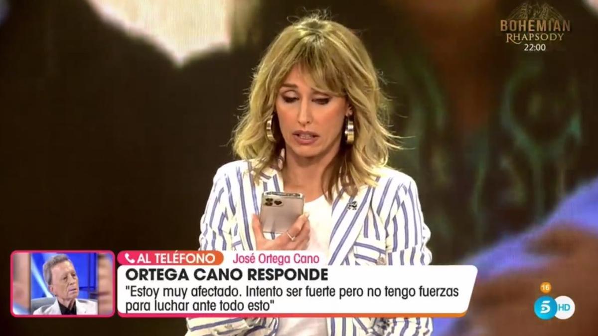 Emma García defendió a Telecinco ante los ataques de Ortega Cano en el programa.