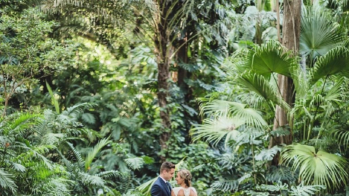 Una pareja en el Jardín Botánico de La Concepción.