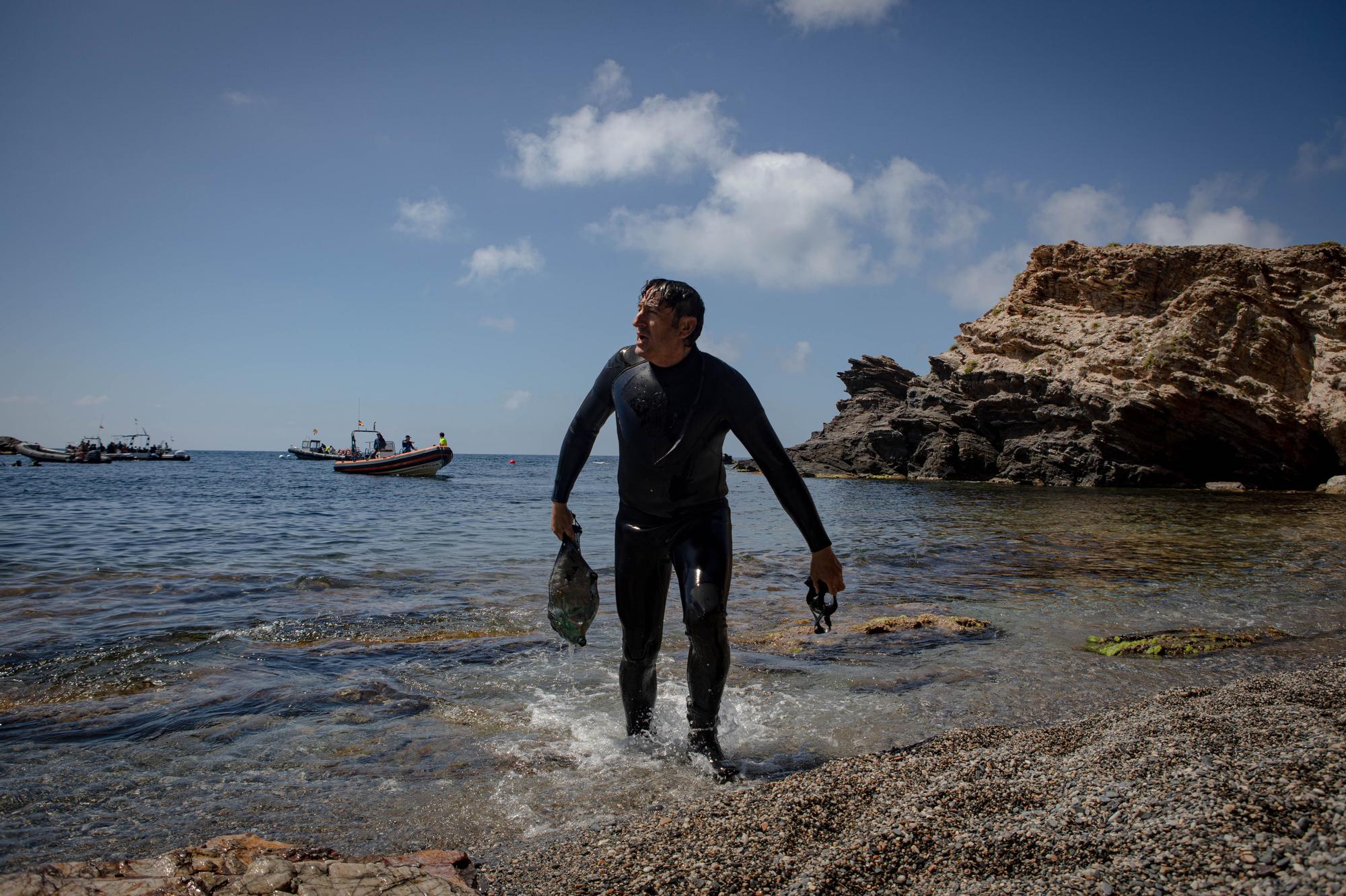 Rodaje de un documental en Cabo de Palos, con Carmelo Gómez como protagonista