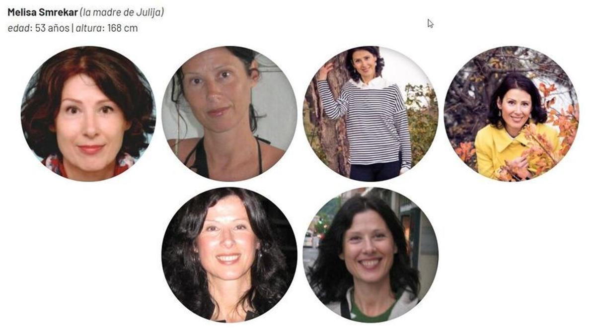 Pantallazo con fotografías de Melisa Smrekar, madre de Julija, publicadas en la web findjulija.com. El uso de esta imagen por parte de EL PERIÓDICO DE ESPAÑA, diario que pertenece al mismo grupo que este medio, ha sido autorizado por Peter Pogacar para contribuir a la localización de su hija.