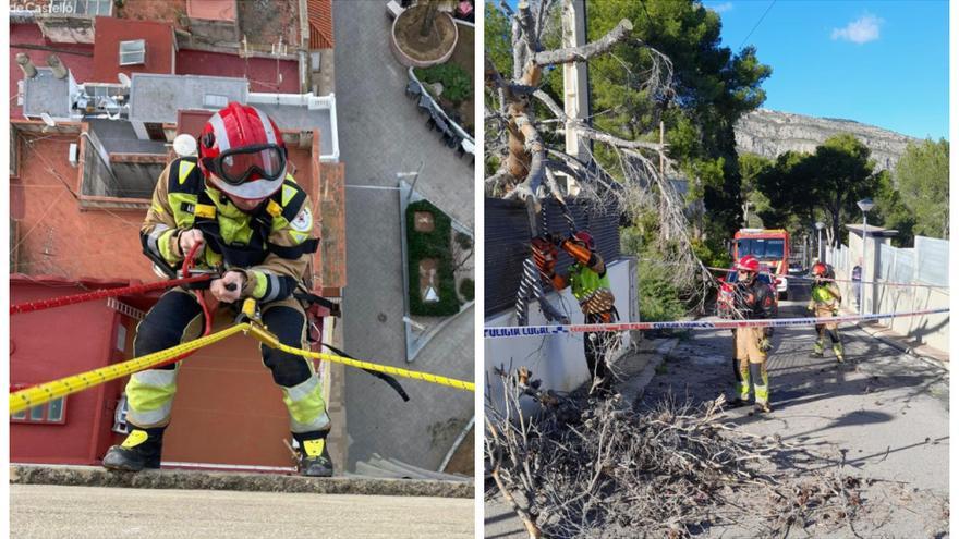 Jornada 'non stop' de los bomberos de Castellón contra el viento